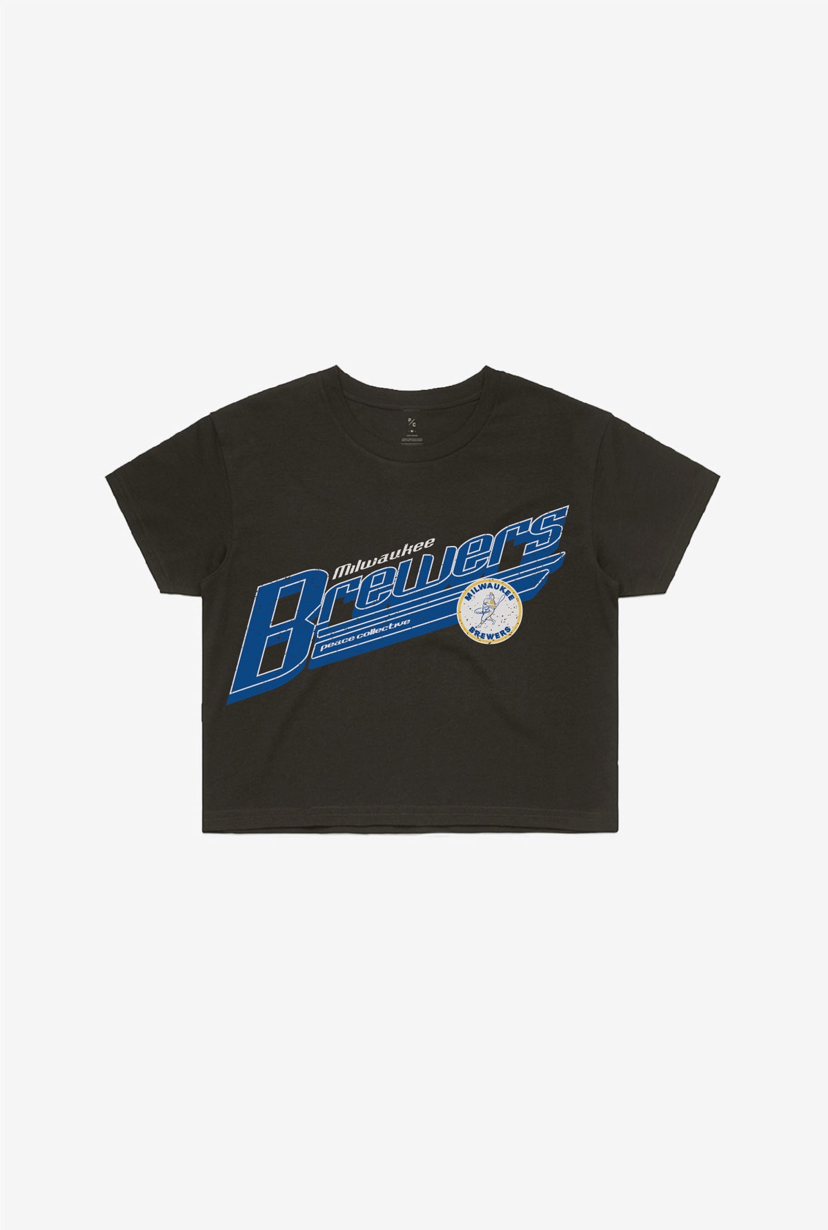 Milwaukee Brewers Vintage Cropped T-Shirt - Black