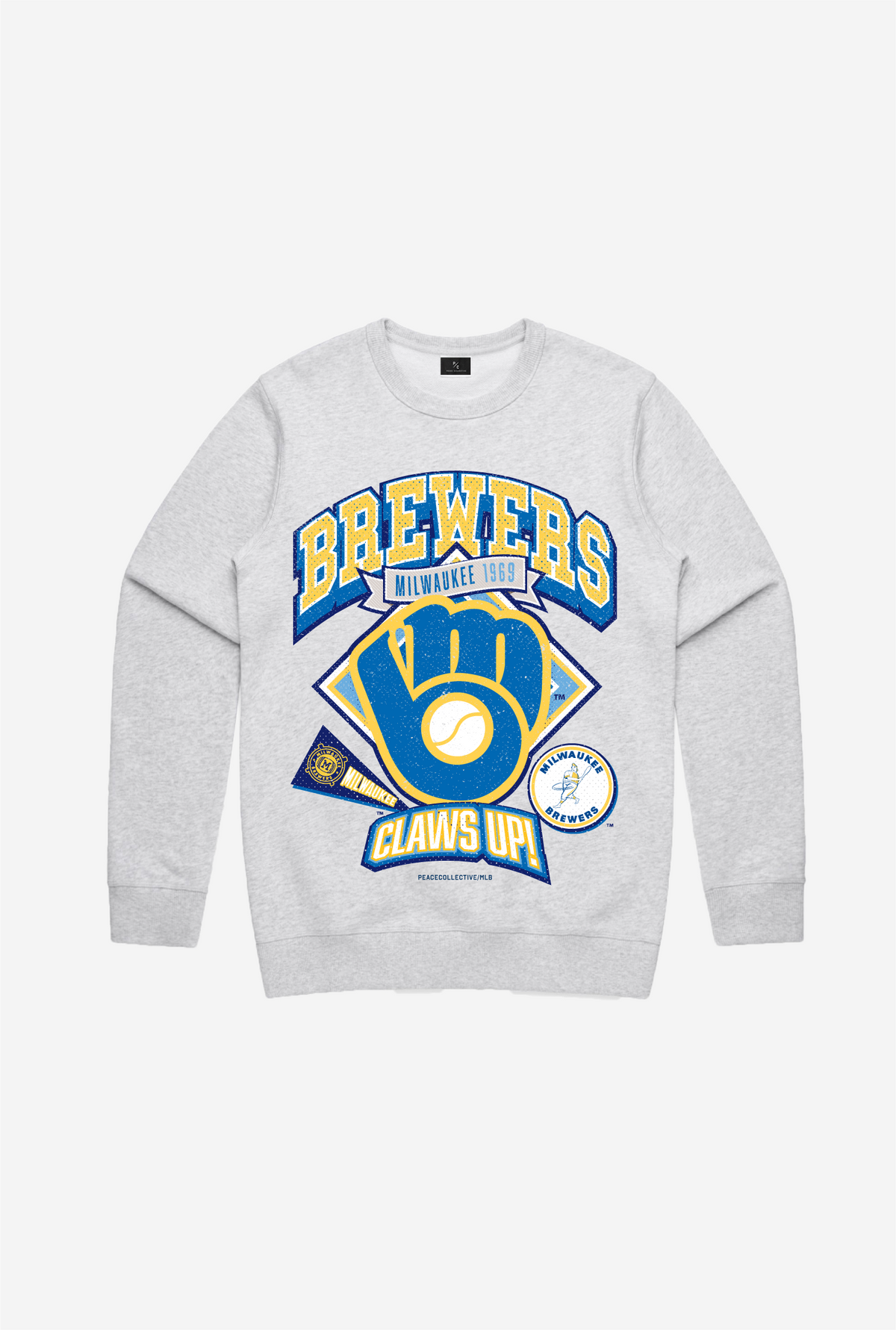 Milwaukee Brewers Vintage Cooperstown Collection Crewneck - Ash