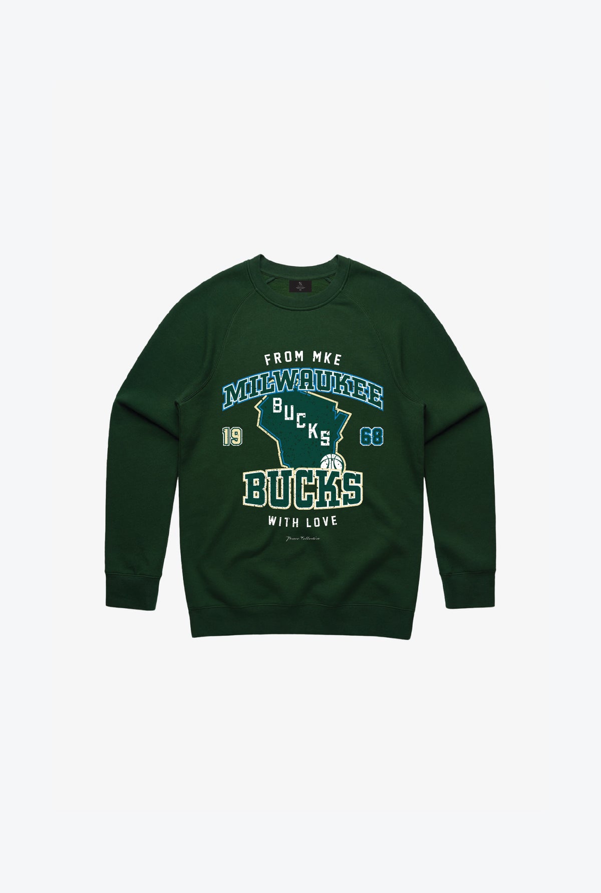 Milwaukee Bucks Washed Kids Crewneck - Forest Green