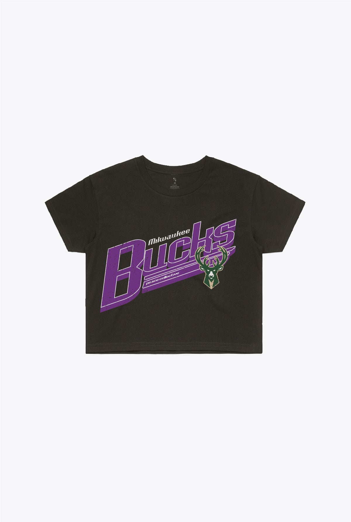 Milwaukee Bucks Garment Dyed Cropped T-Shirt - Black