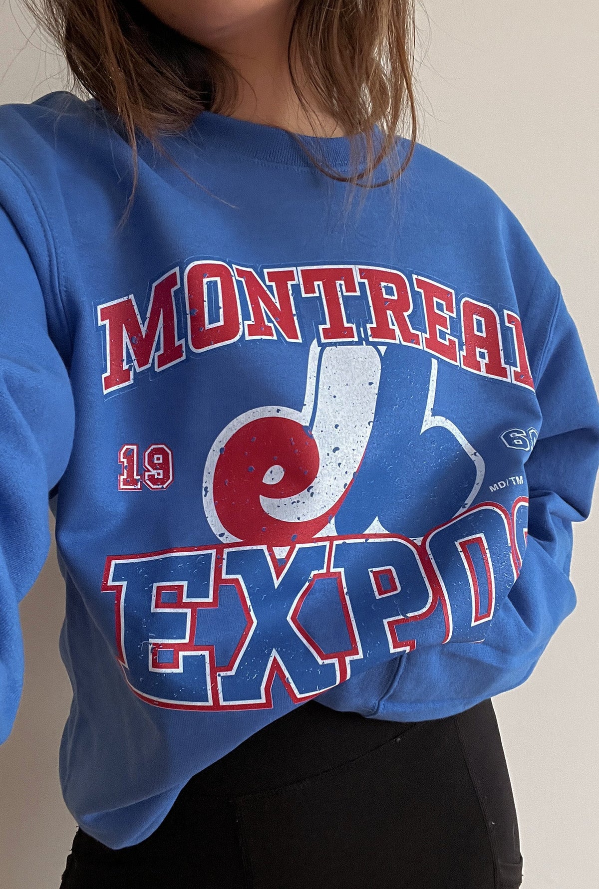 Montreal Expos Vintage Washed Crewneck - Royal