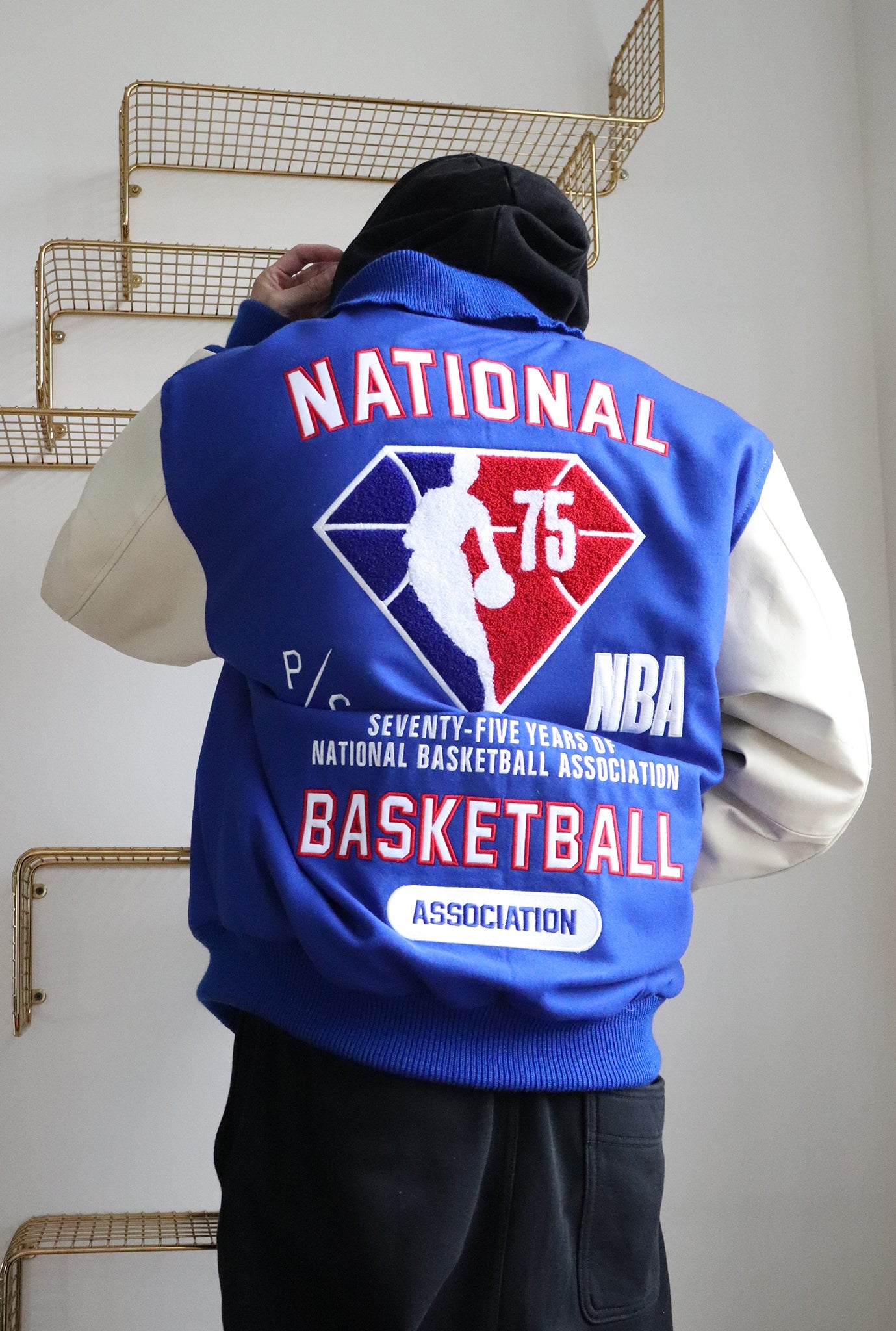 NBA 75th Anniversary Letterman Jacket - Royal/Ivory
