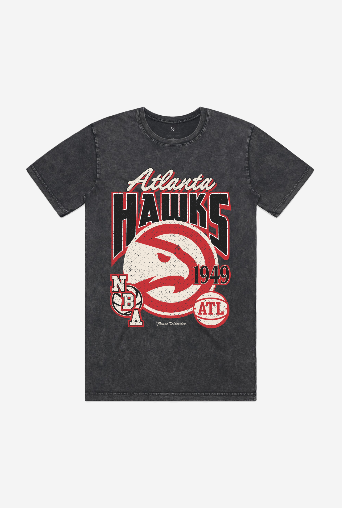 Atlanta Hawks Stonewash T-Shirt - Black