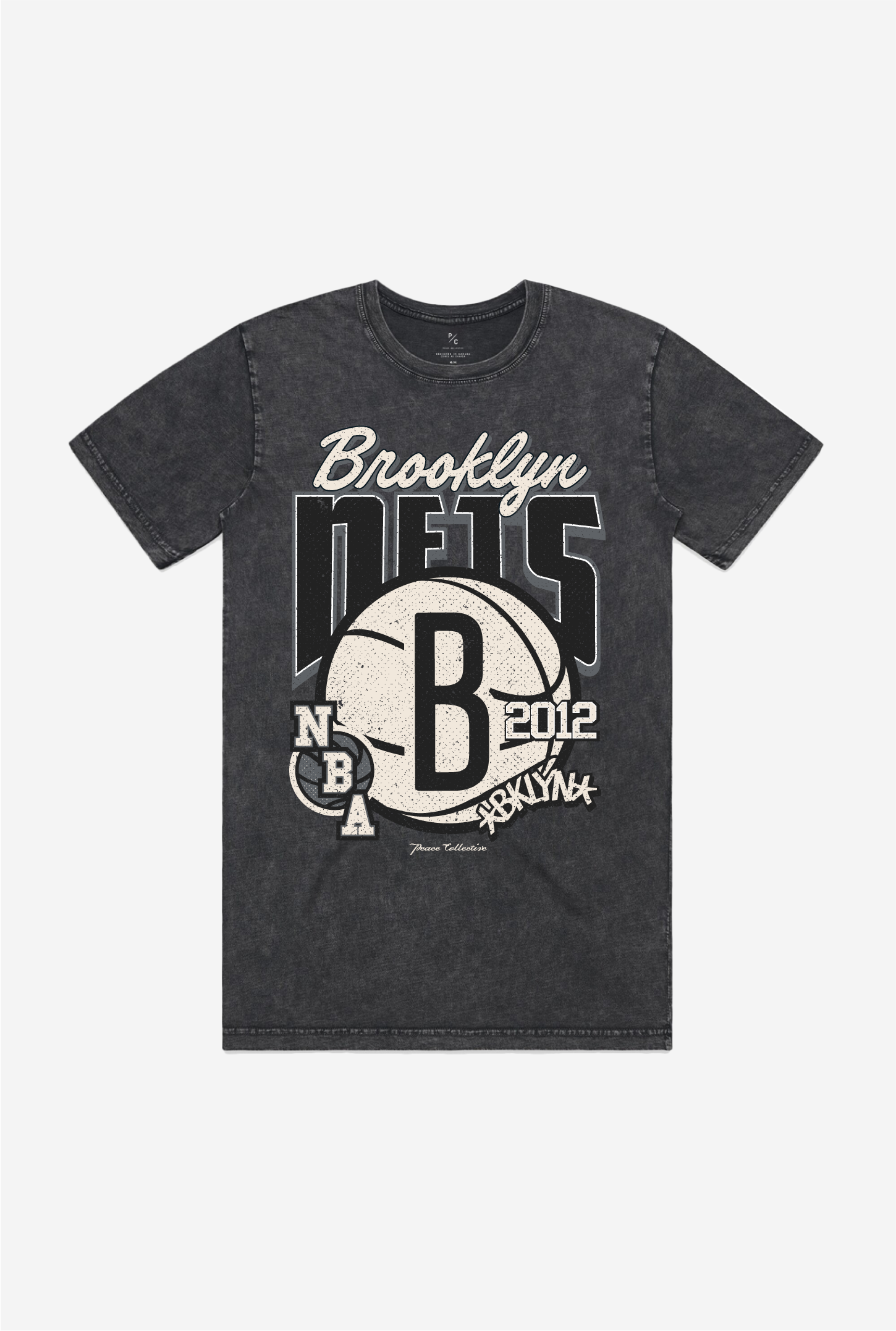 Brooklyn Nets Stonewash T-Shirt - Black