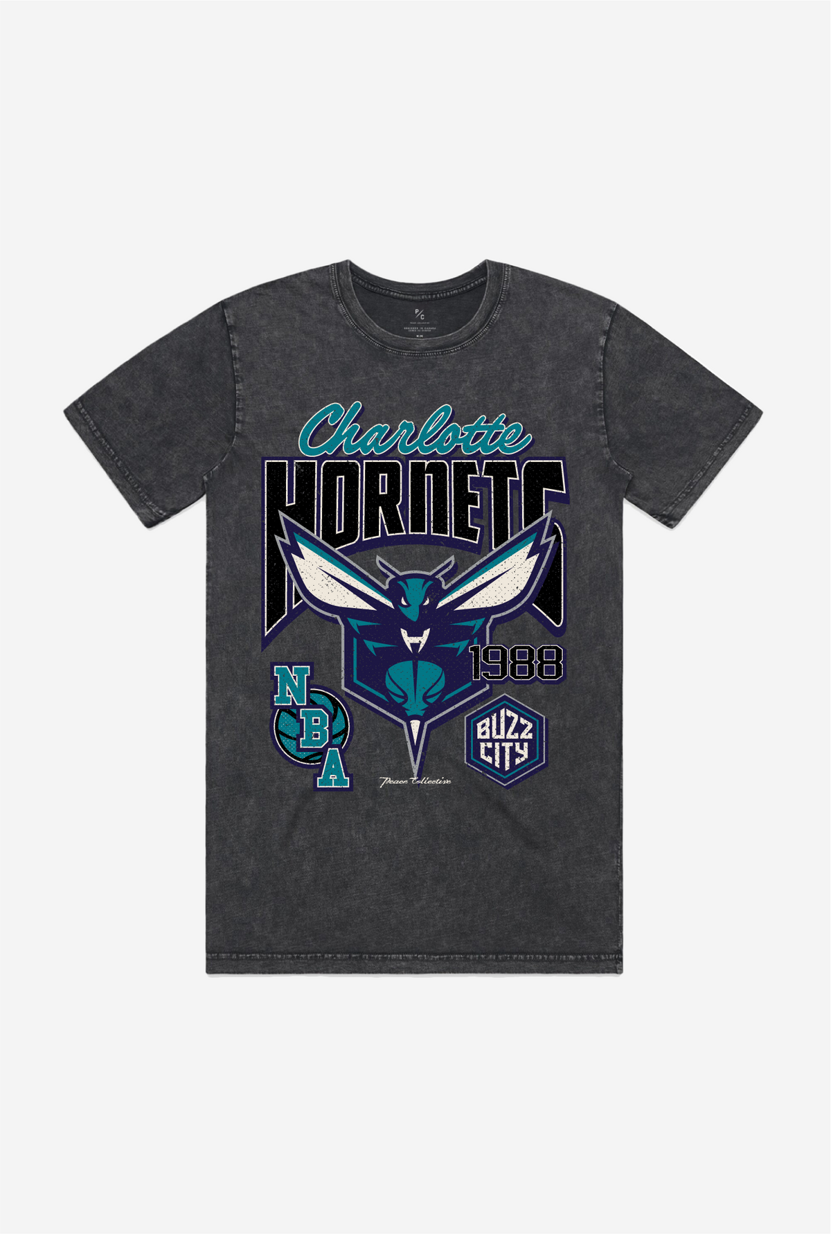 Charlotte Hornets Stonewash T-Shirt - Black