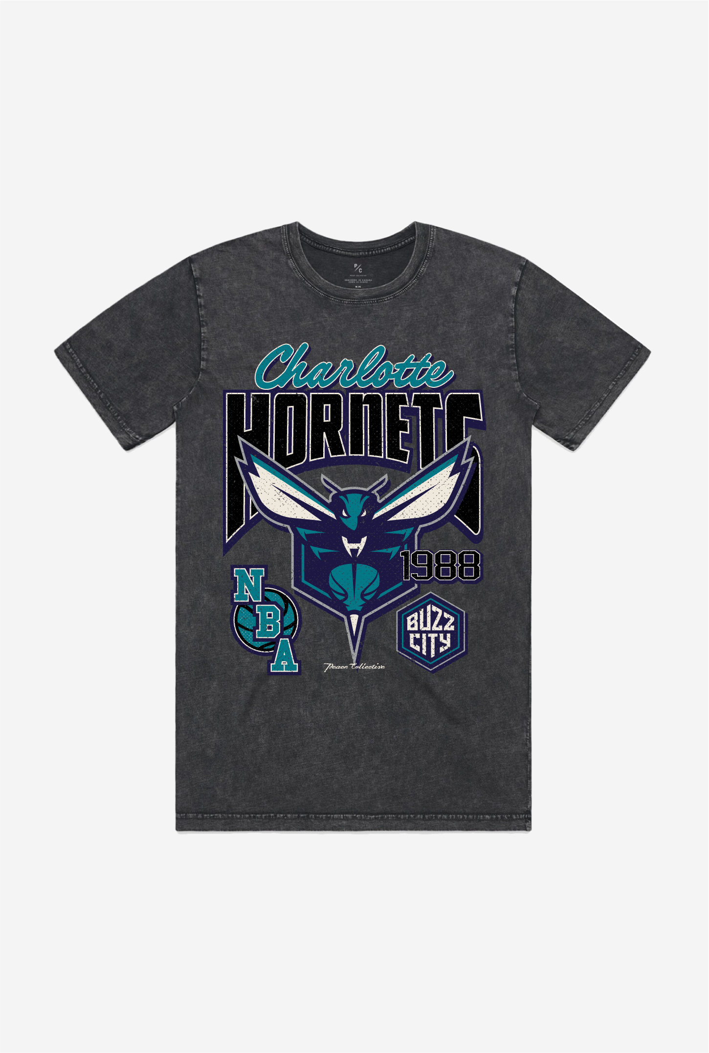 Charlotte Hornets Stonewash T-Shirt - Black
