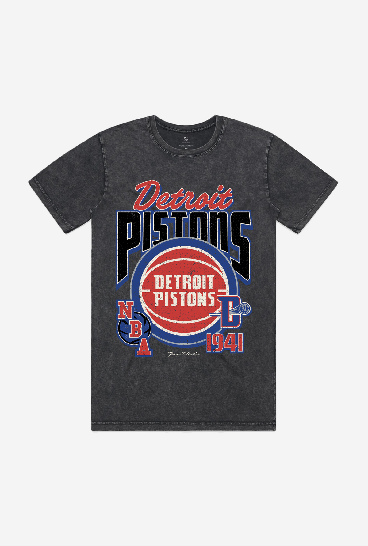 Detroit Pistons Stonewash T-Shirt - Black