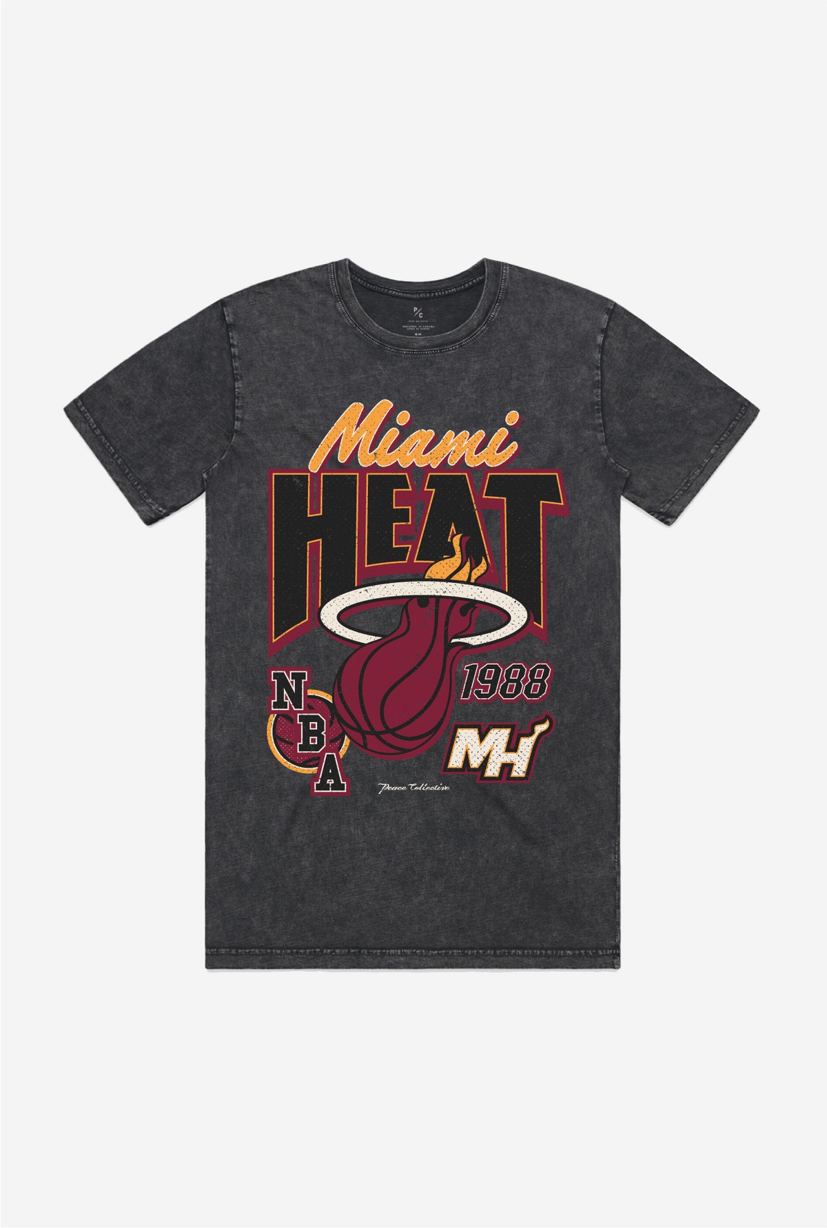 Miami Heat Stonewash T-Shirt - Black