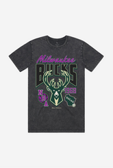 Milwaukee Bucks Stonewash T-Shirt - Black