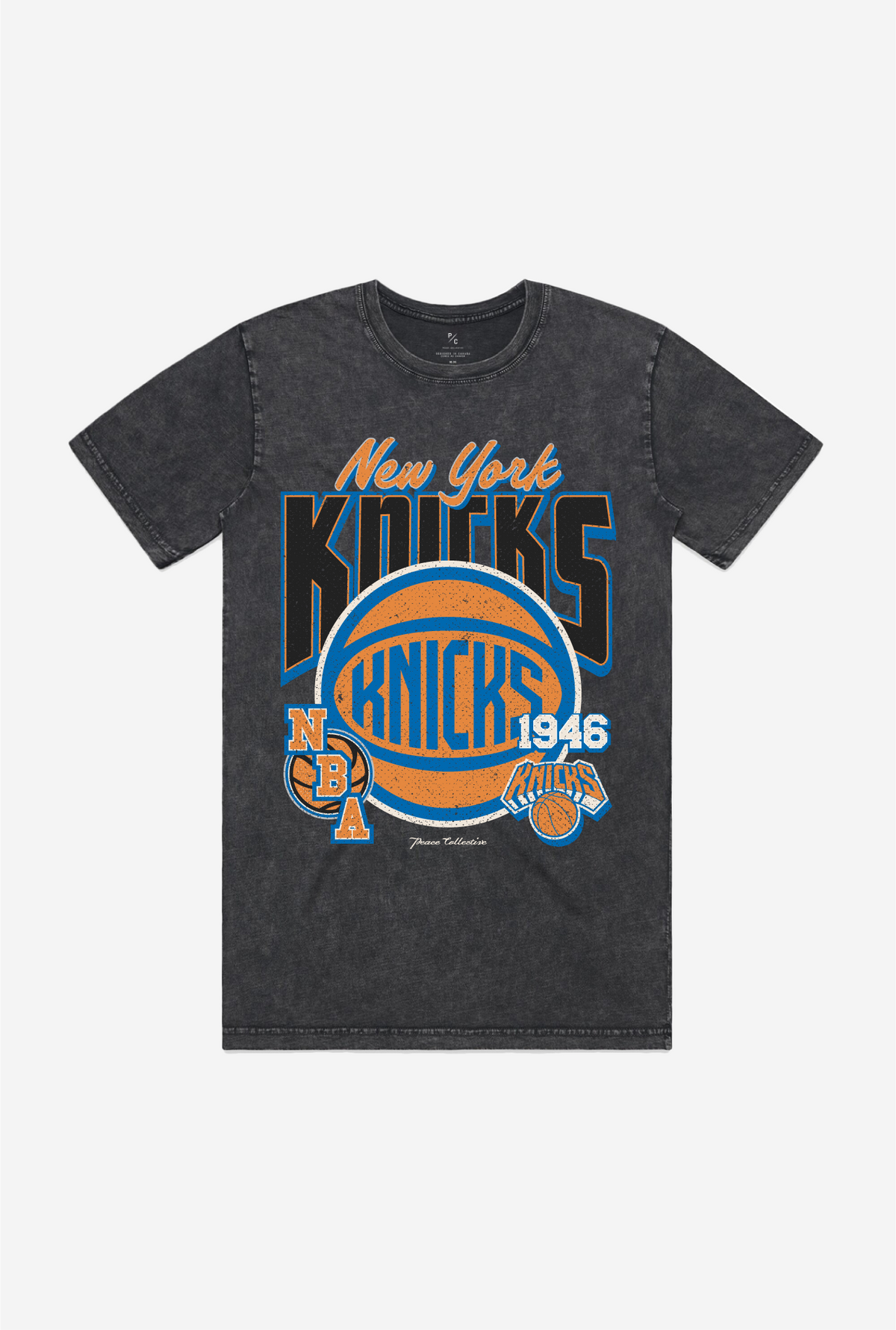 New York Knicks Stonewash T-Shirt - Black