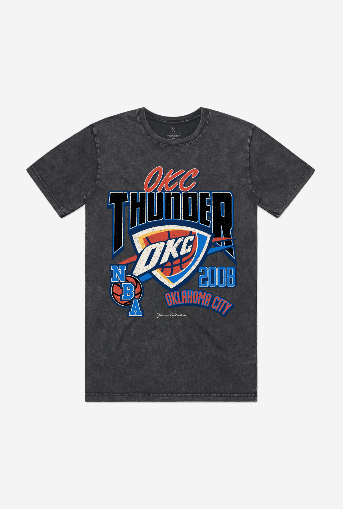 Oklahoma City Thunder Stonewash T-Shirt - Black