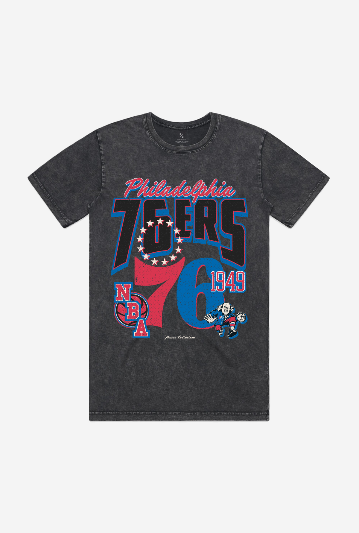 Philadelphia 76ers Stonewash T-Shirt - Black