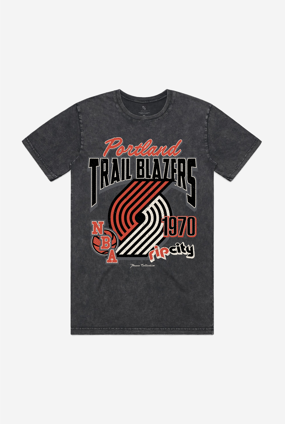 Portland Trail Blazers Stonewash T-Shirt - Black