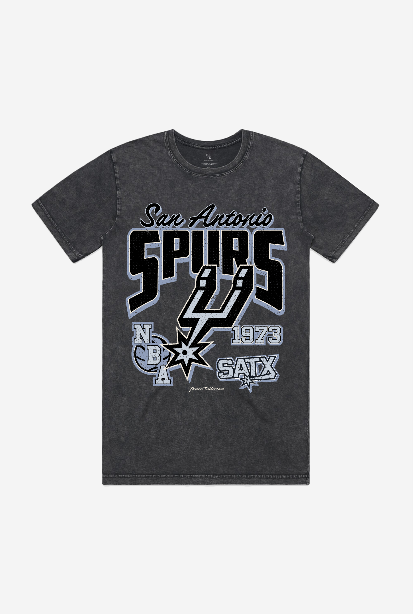 San Antonio Spurs Stonewash T-Shirt - Black