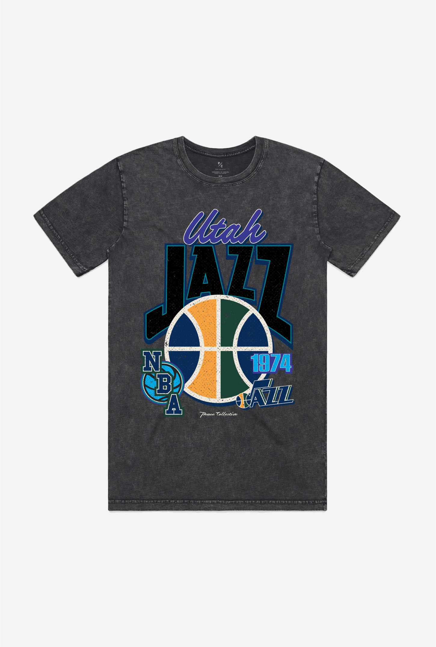 Utah Jazz Stonewash T-Shirt - Black