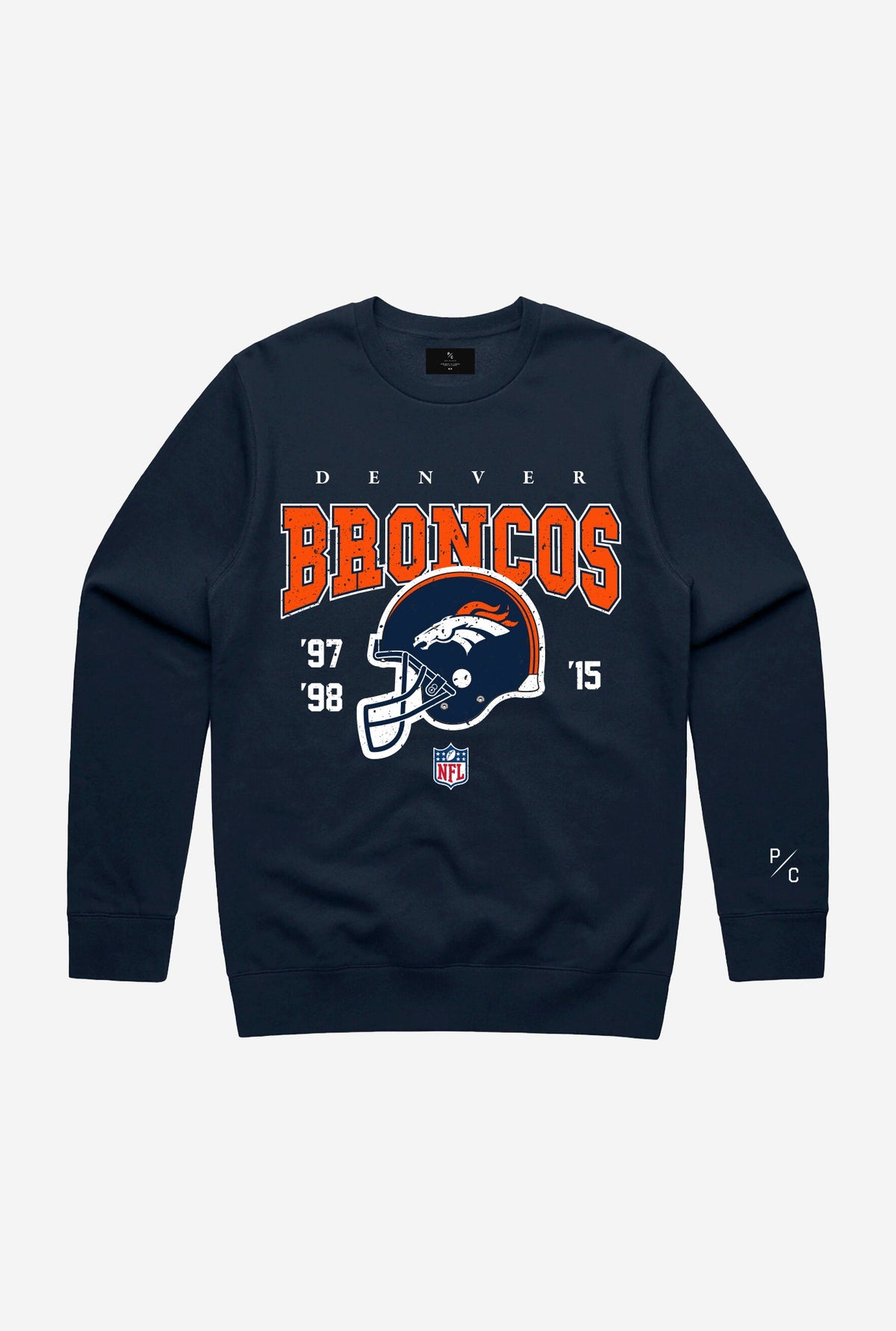 Pull ras du cou vintage Denver Broncos - Bleu marine