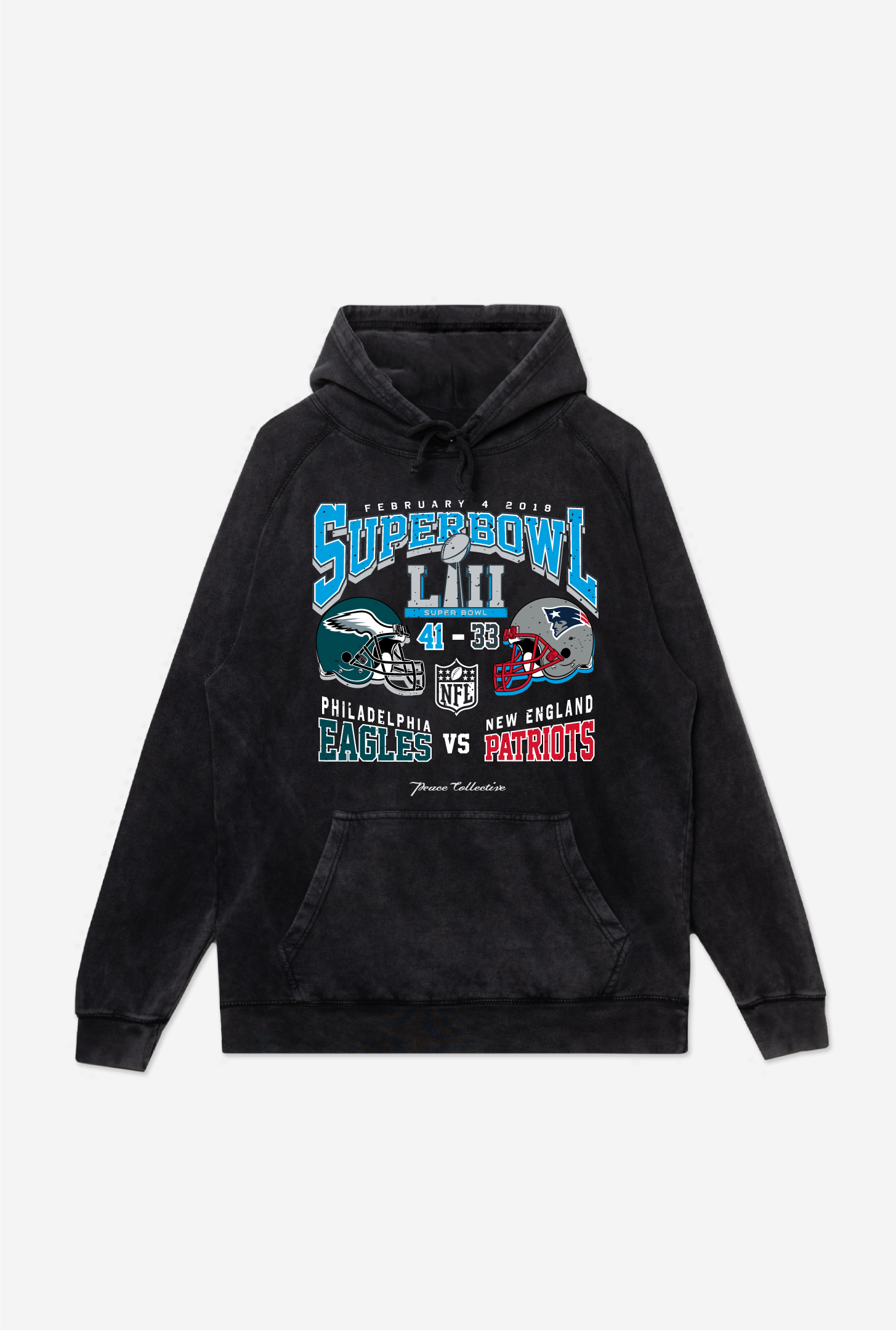 Super Bowl LII: Philadelphia Eagles vs. New England Patriots Stonewashed Hoodie - Black