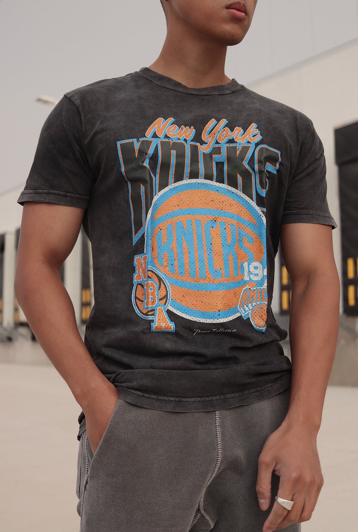 New York Knicks Stonewash T-Shirt - Black