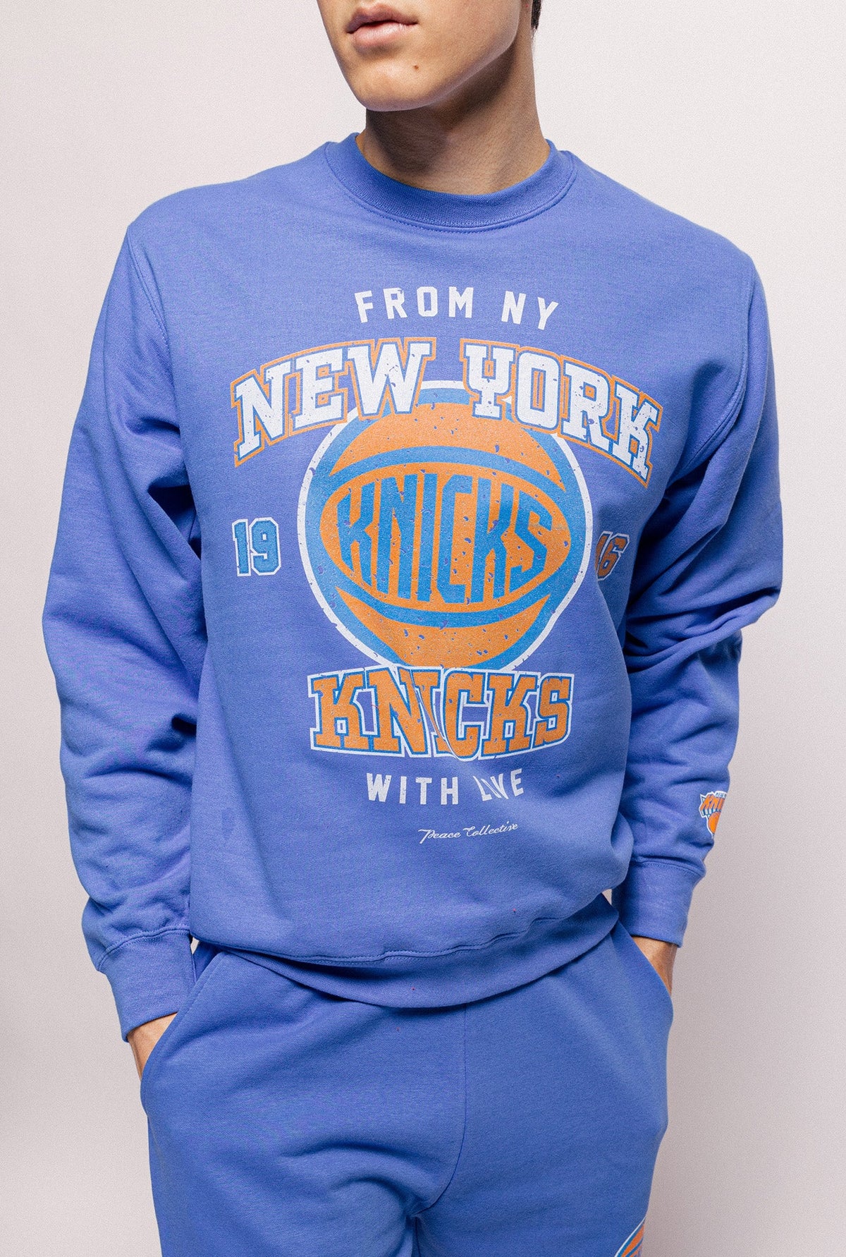 New York Knicks Washed Crewneck - Royal