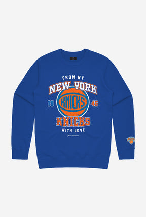 New York Knicks Washed Crewneck - Royal