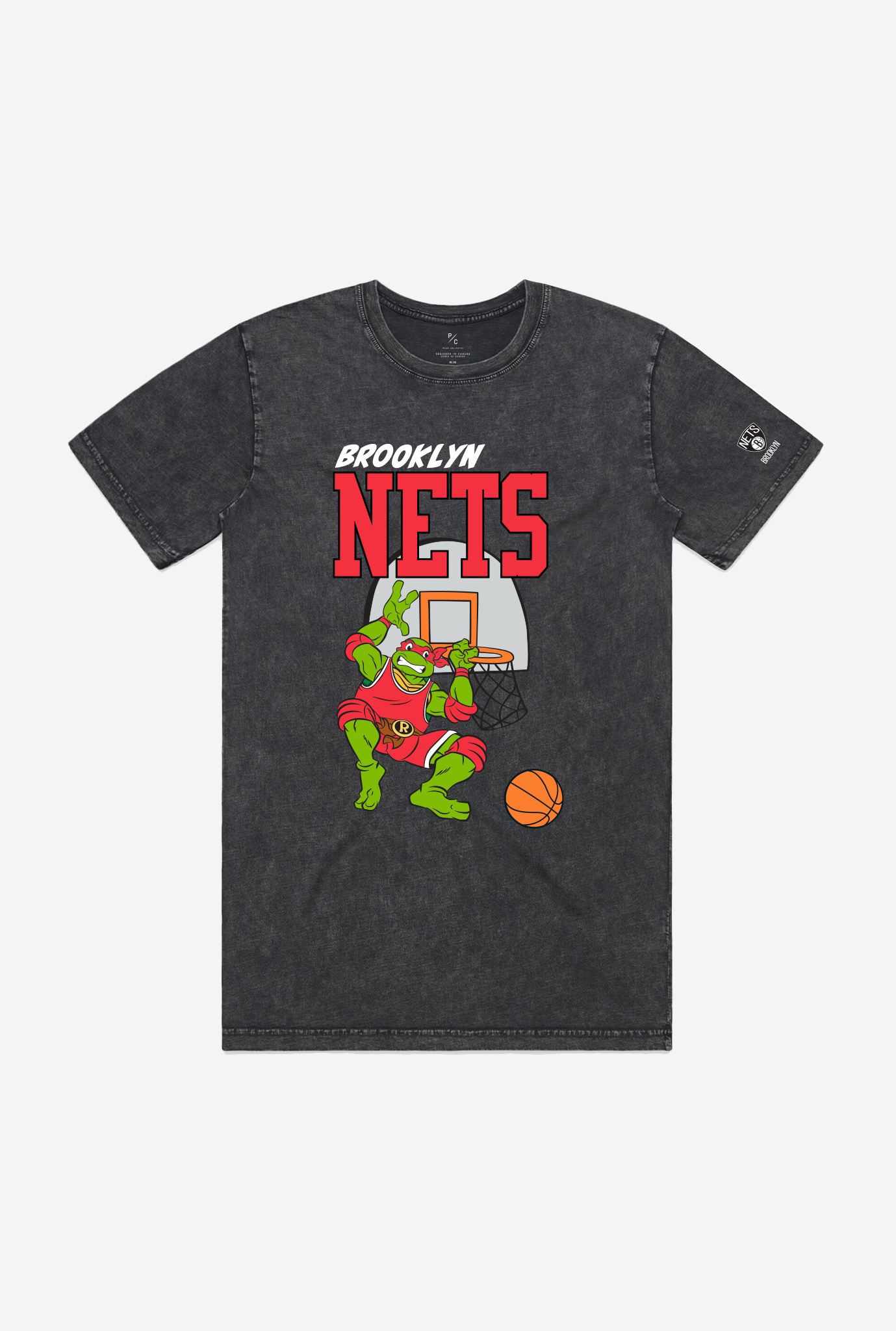 P/C x TMNT Brooklyn Nets Stonewash T-Shirt - Black