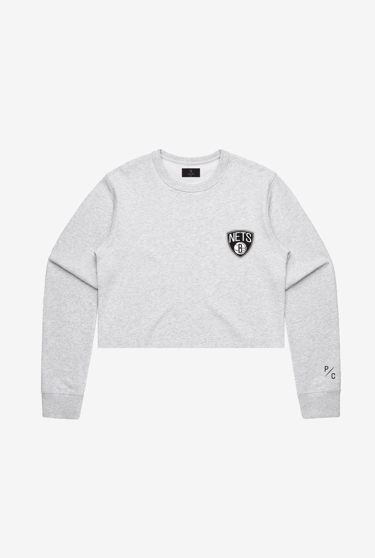 Brooklyn Nets Logo Cropped Crewneck - Grey