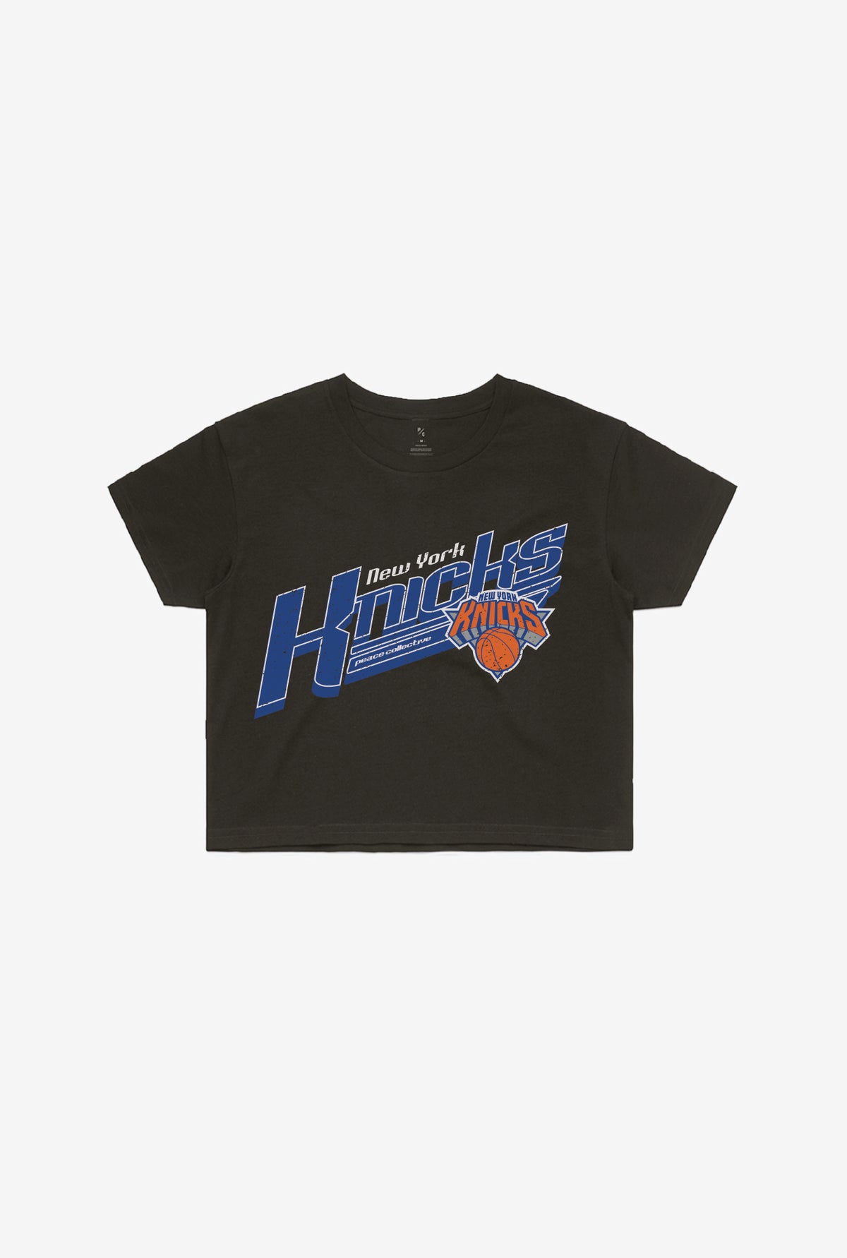 New York Knicks Pigment Dye Cropped T-Shirt - Black