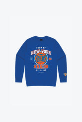 New York Knicks Washed Kids Crewneck - Royal