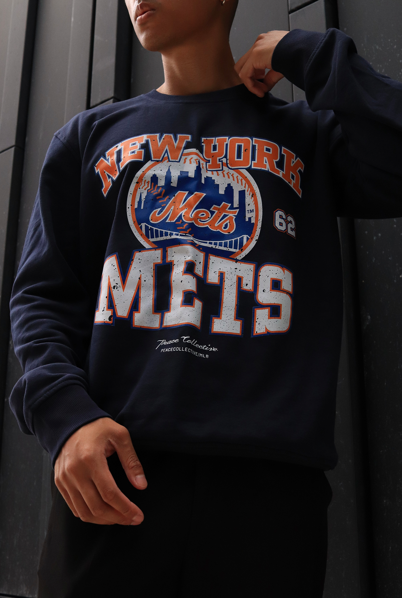 New York Mets Vintage Washed Crewneck - Navy