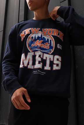 New York Mets Vintage Washed Crewneck - Navy