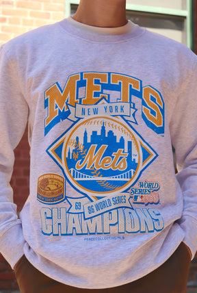 New York Mets Vintage Cooperstown Collection Crewneck - Ash