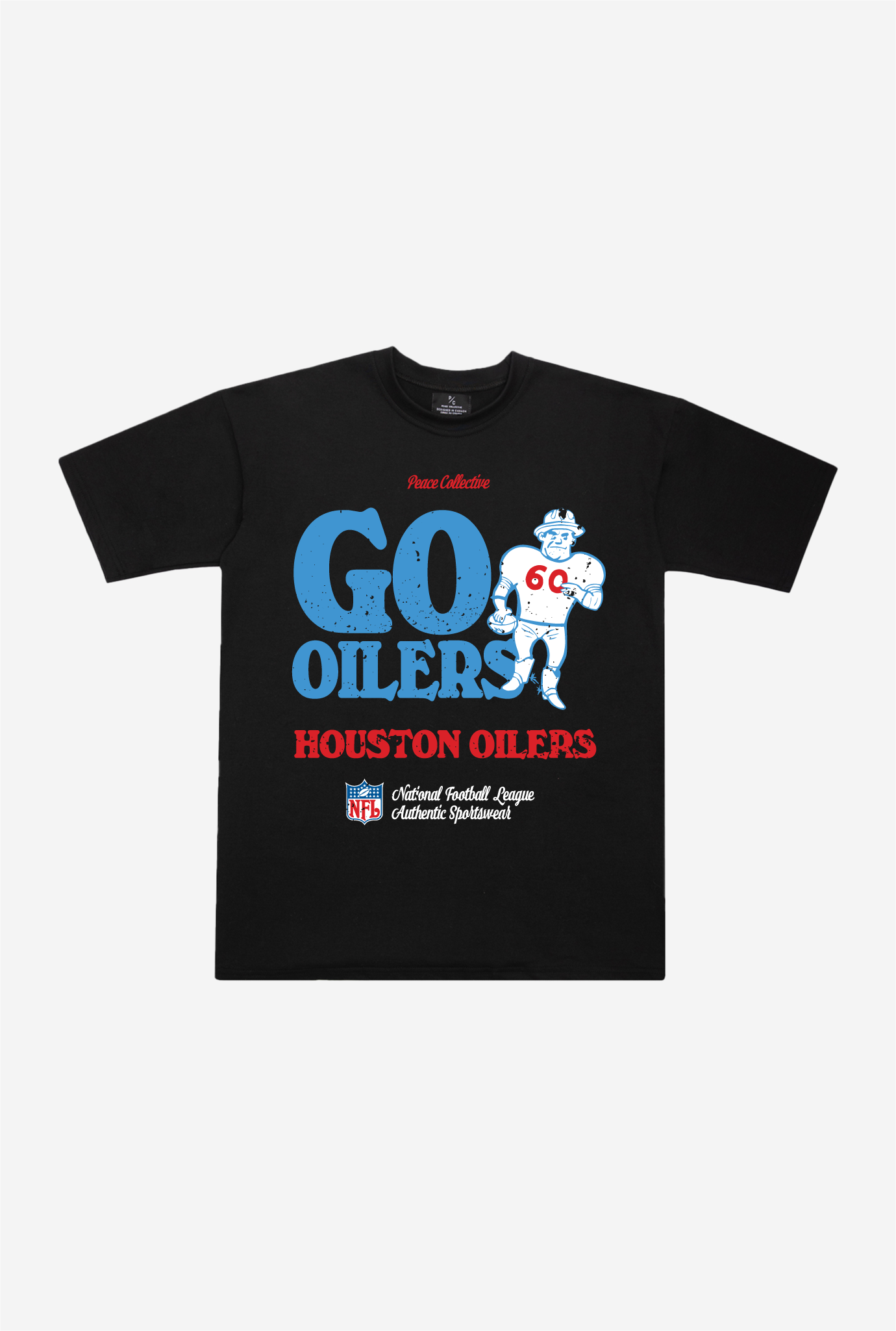 Houston Oilers Vintage Ad Heavyweight T-Shirt - Black