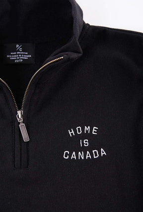 Pullover „Home is Canada“ mit Viertelreißverschluss - Schwarz