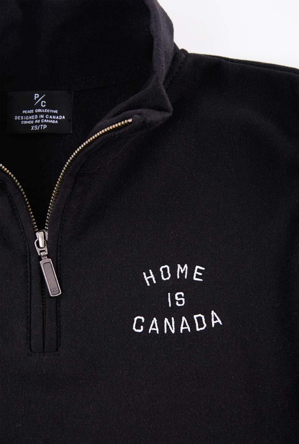 Home is Canada 1/4 Zip Sweater - Black