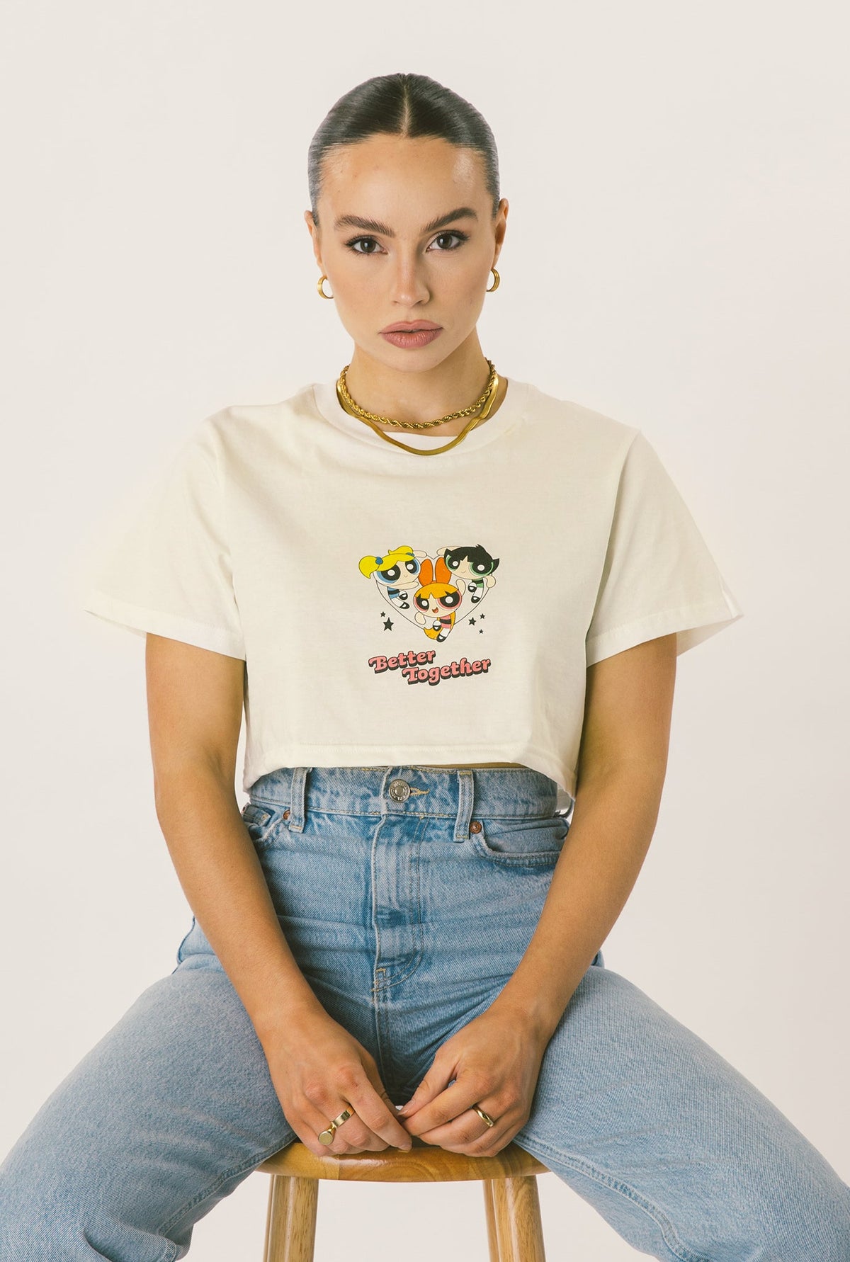 P/C x Powerpuff Girls Better Together Cropped T-Shirt - Natural