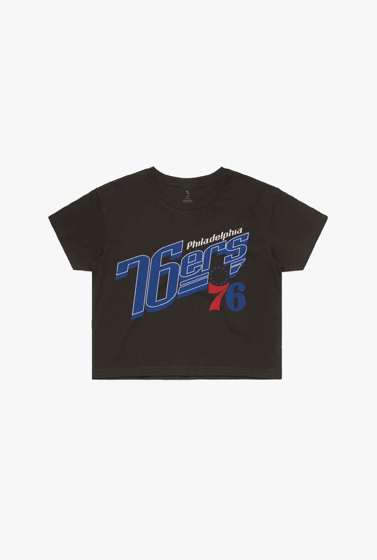 Philadelphia 76ers Garment Dyed Cropped T-Shirt - Black