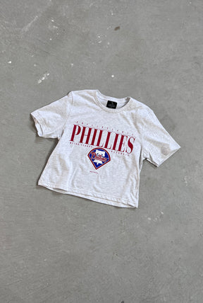 Philadelphia Phillies Garment Dyed Cropped T-Shirt - Ash