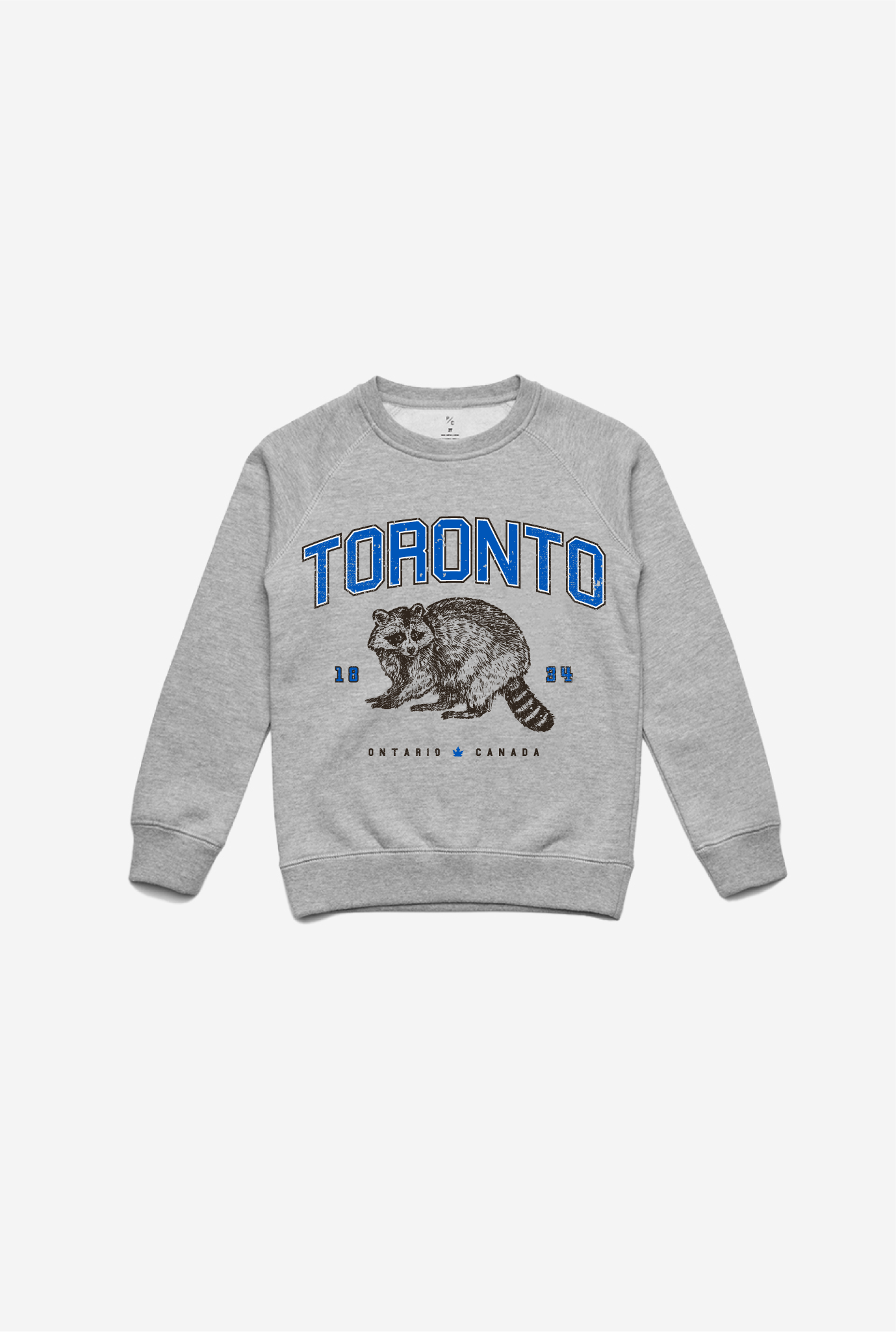 Toronto Vintage Raccoon Kids Crewneck - Grey
