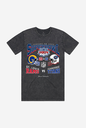 Super Bowl XXXIV: St. Louis Rams vs. Tennessee Titans Stonewashed T-Shirt - Black