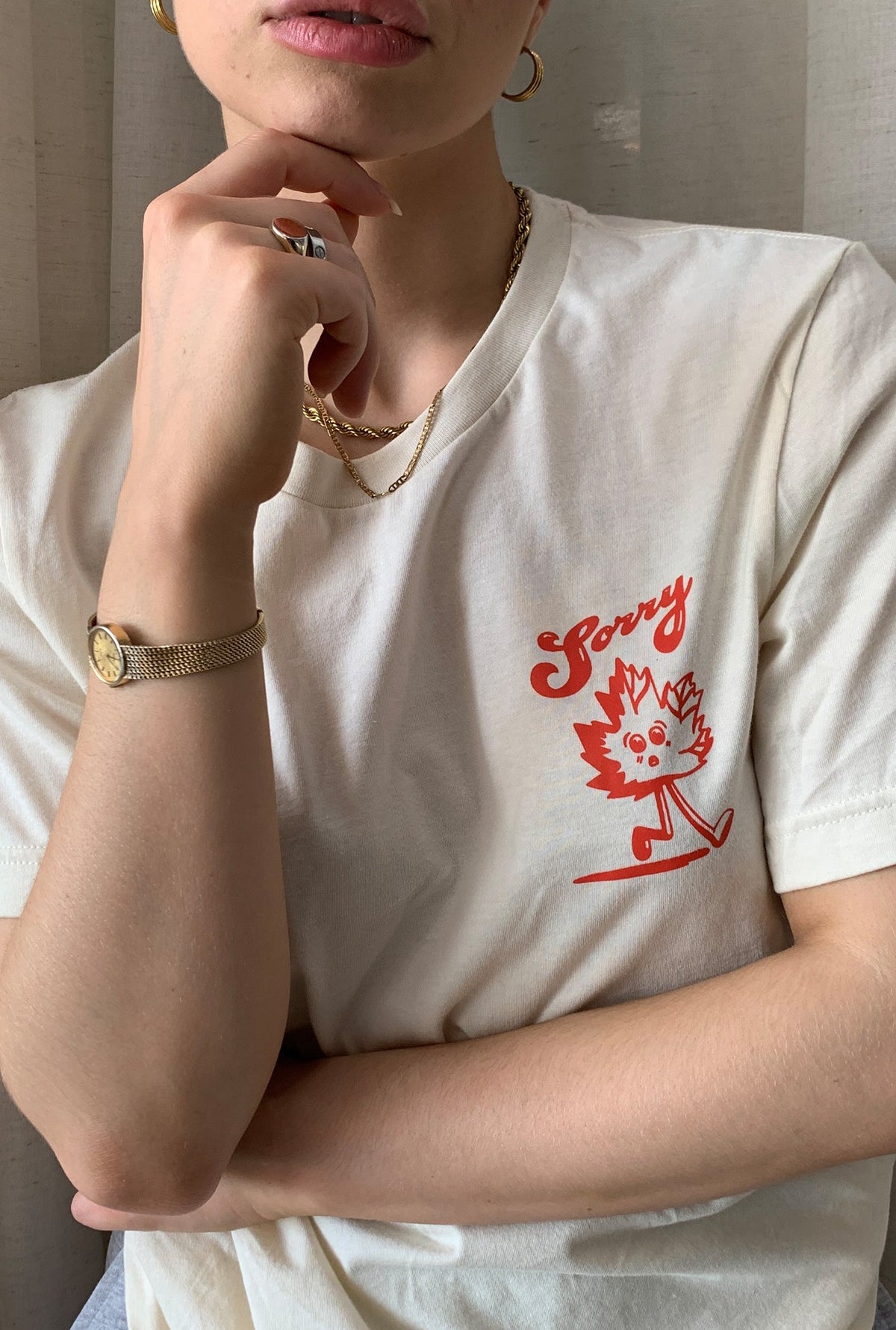 Maple Leaf Sorry T-Shirt - Natural