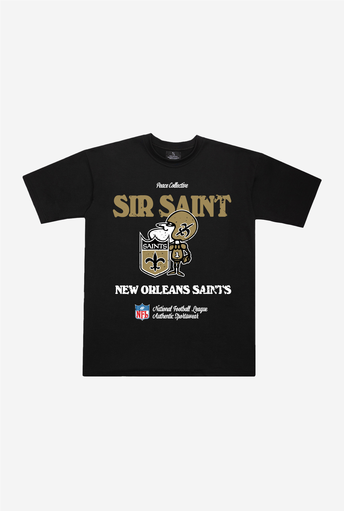 New Orleans Saints Vintage Ad Heavyweight T-Shirt - Black