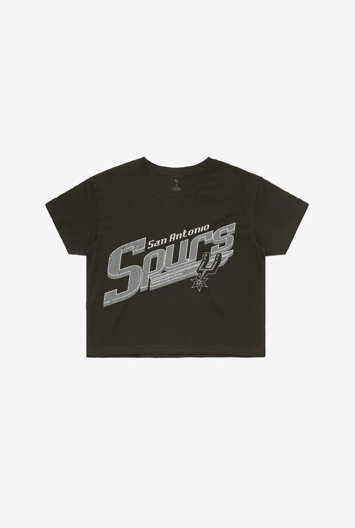 San Antonio Spurs Pigment Dye Cropped T-Shirt - Black