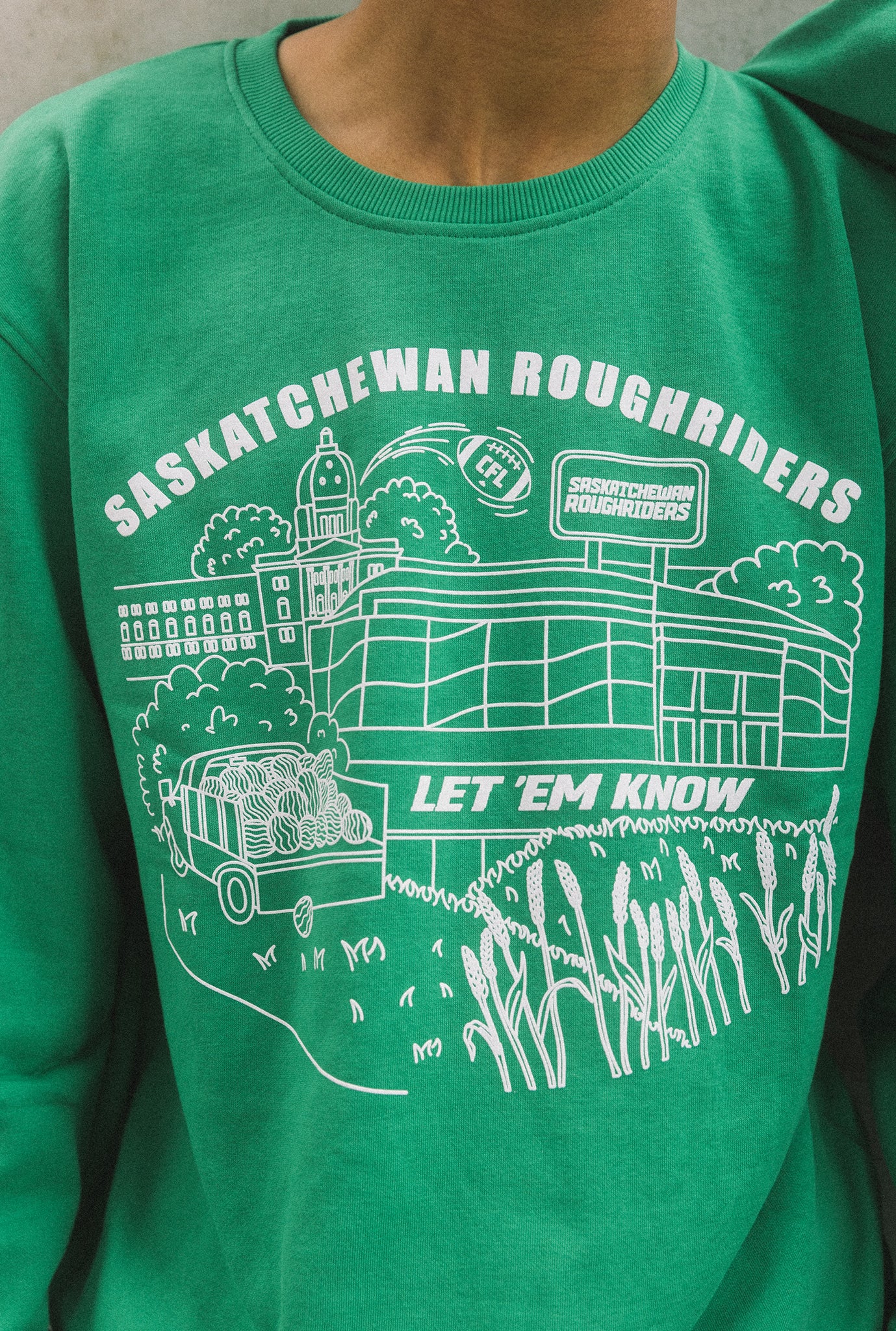 Saskatchewan Roughriders Let 'em Know Crewneck - Kelly Green