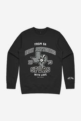 San Antonio Spurs Washed Crewneck - Black