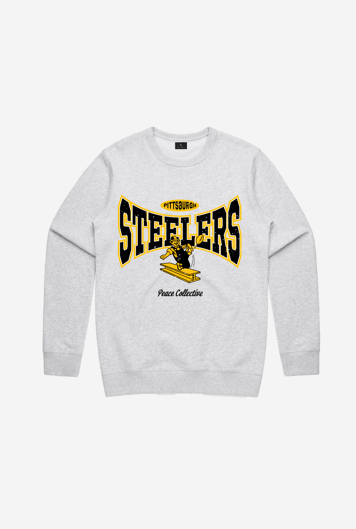 Pittsburgh Steelers Washed Graphic Crewneck - Ash