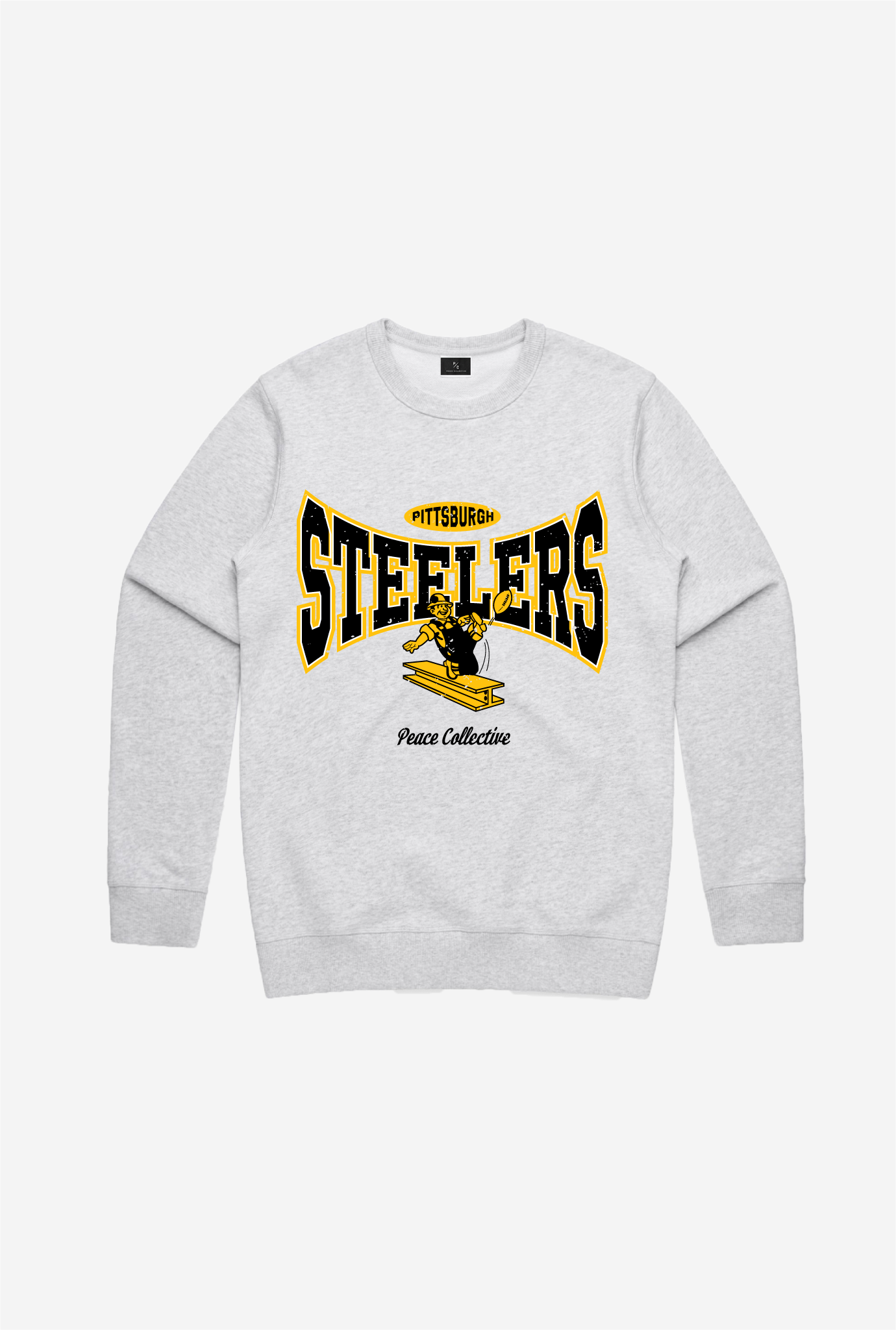 Pittsburgh Steelers Washed Graphic Crewneck - Ash
