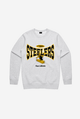 Pittsburgh Steelers Washed Graphic Crewneck - Ash