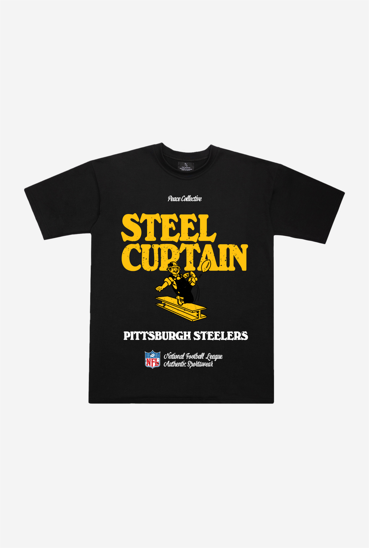 Pittsburgh Steelers Vintage Ad Heavyweight T-Shirt - Black