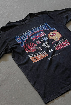 Super Bowl XXIII: San Francisco 49ers vs Cincinnati Bengals Stonewashed T-Shirt - Black