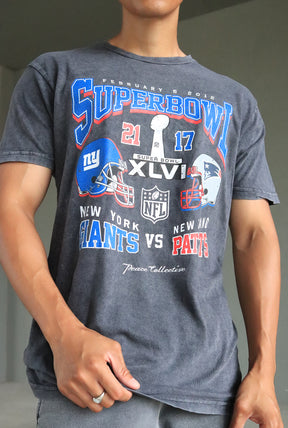 Super Bowl XLVI: New York Giants vs New England Patriots Stonewashed T-Shirt - Black